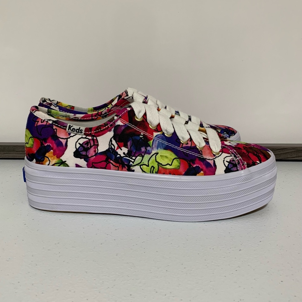 Keds Triple Up Watercolor Floral Canvas Platform Sneakers-Size 5.5 NWOT